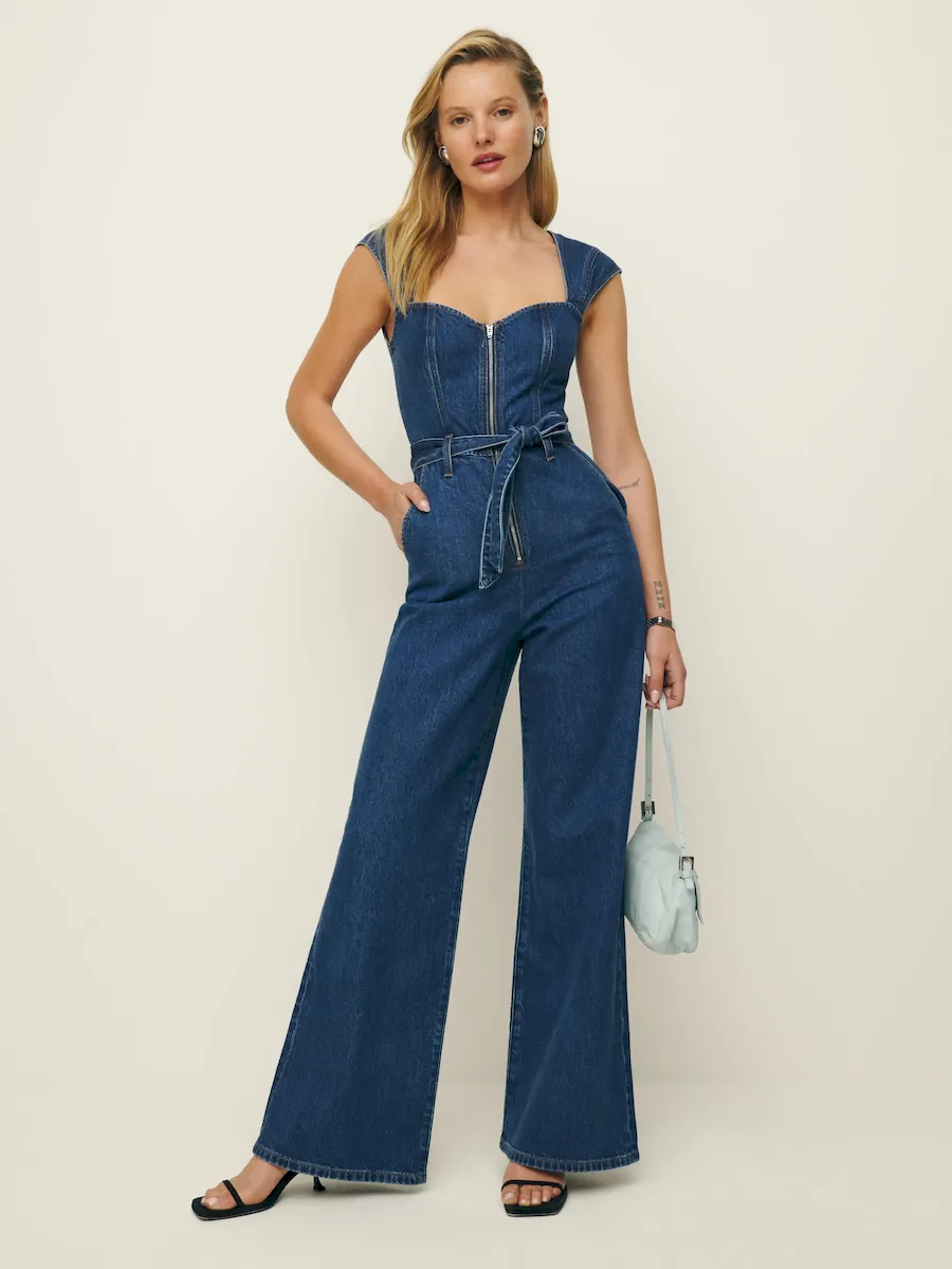 Calypso Wide Leg Denim Jumpsuit