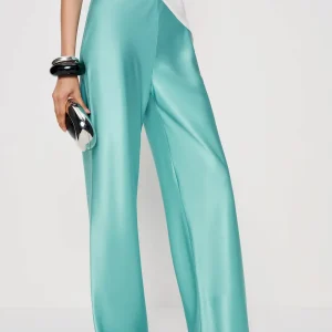 Gale Satin Mid Rise Bias Pant