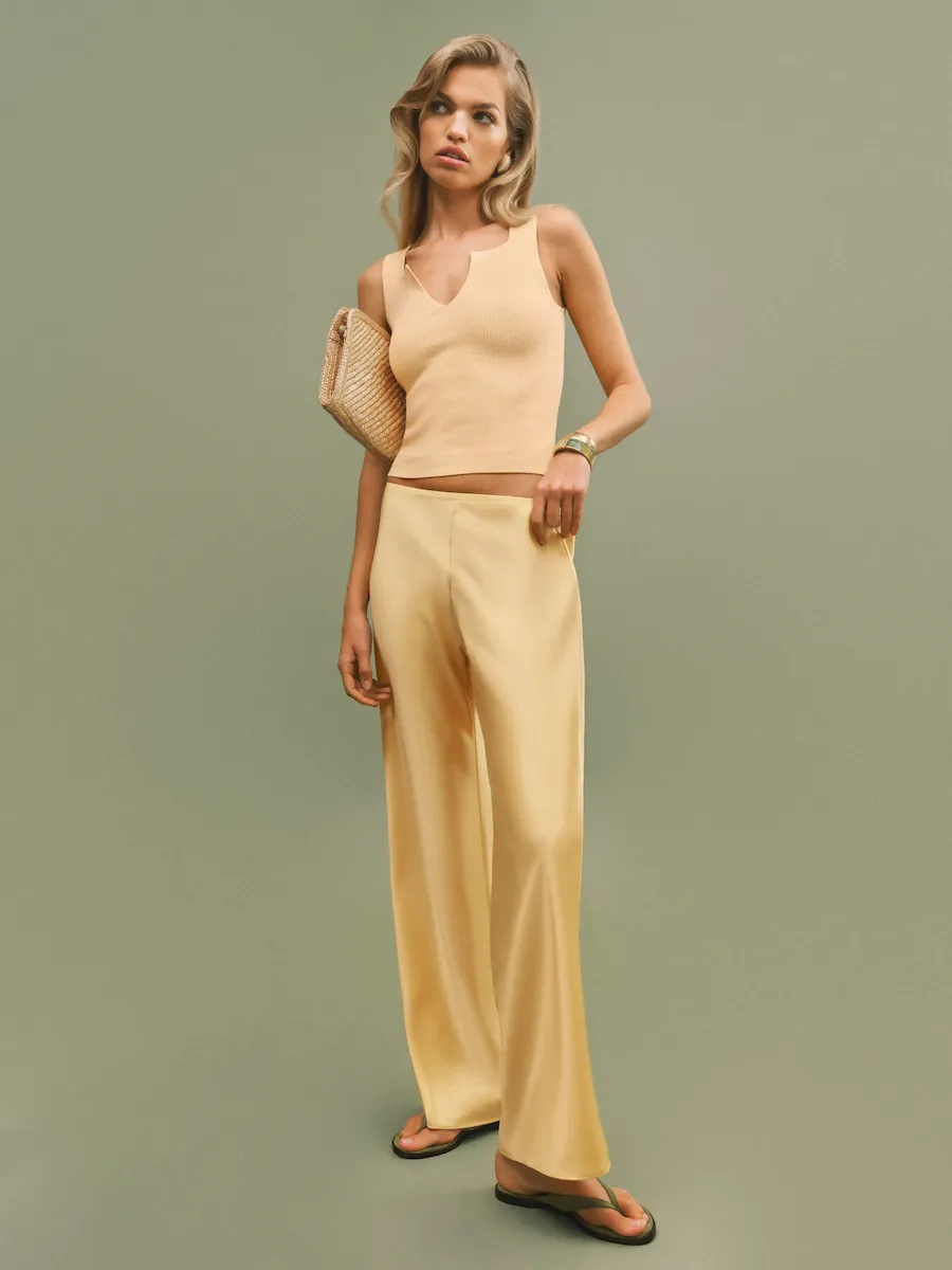 Gale Satin Mid Rise Bias Pant - Image 3