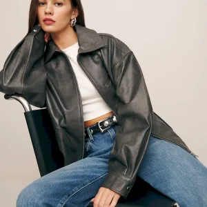 Veda Marco Leather Oversized Bomber