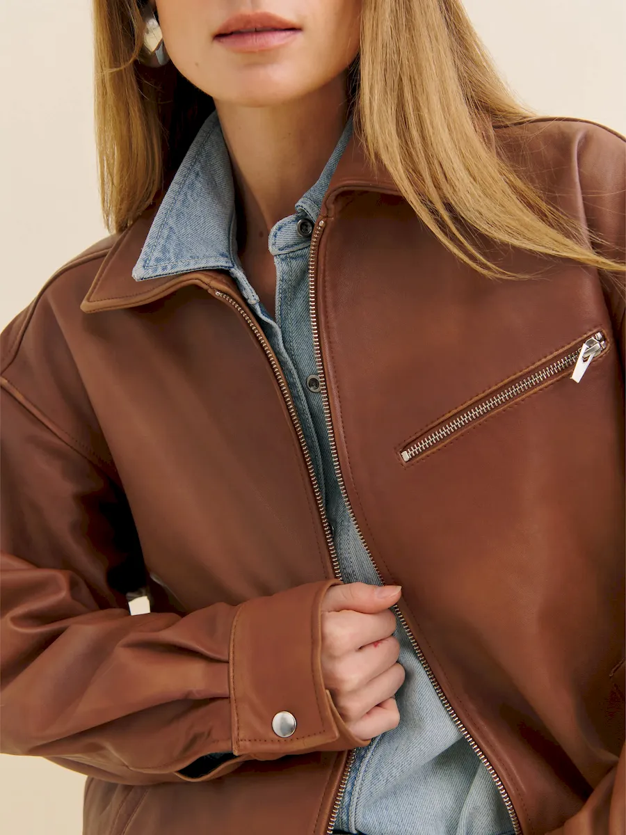 Veda Marco Leather Oversized Bomber - Image 2