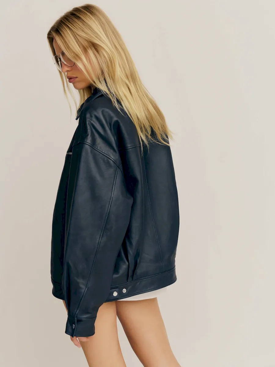 Veda Marco Leather Oversized Bomber - Image 3