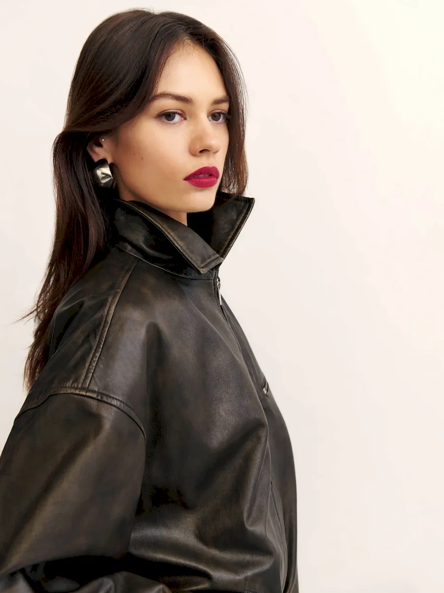 Veda Marco Leather Oversized Bomber - Image 5