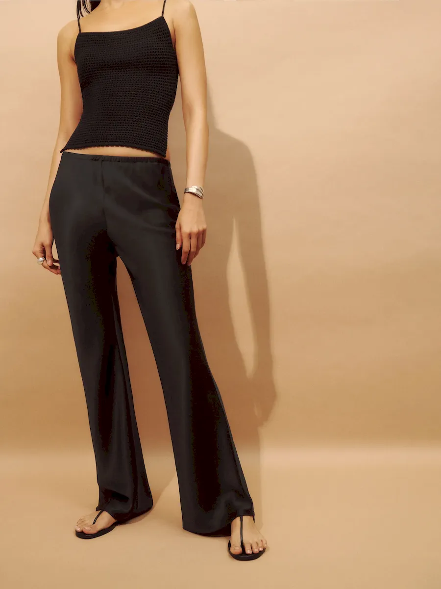 Petites Gale Satin Mid Rise Bias Pant - Image 2