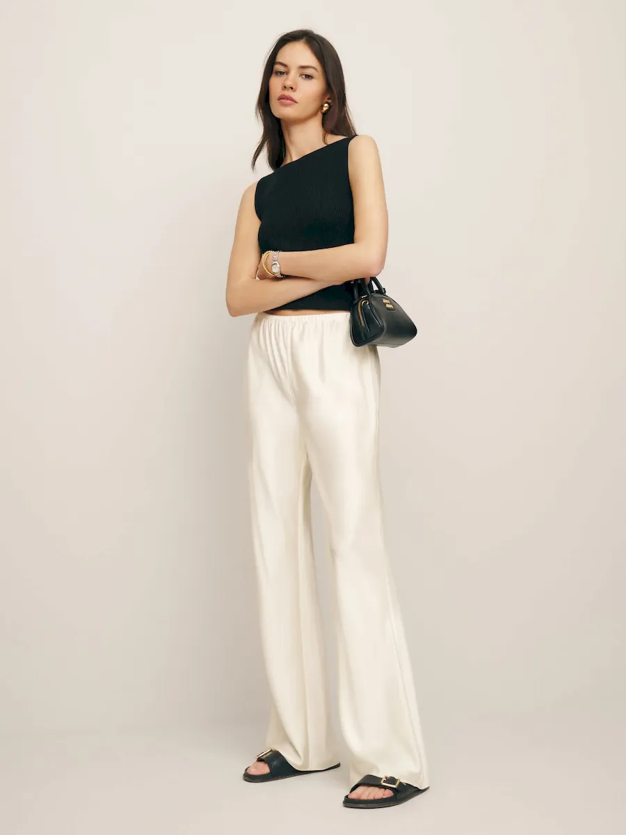 Petites Gale Satin Mid Rise Bias Pant - Image 5
