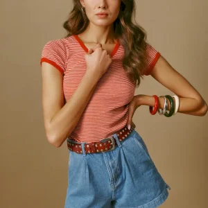 Eliana Pleated Denim Shorts