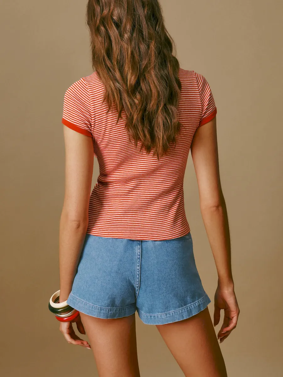 Eliana Pleated Denim Shorts - Image 3