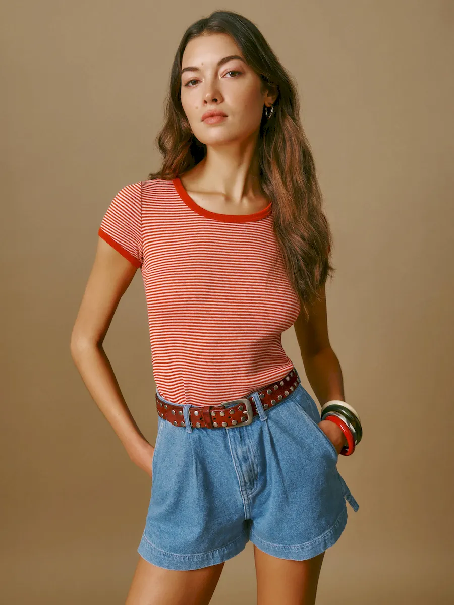 Eliana Pleated Denim Shorts - Image 4