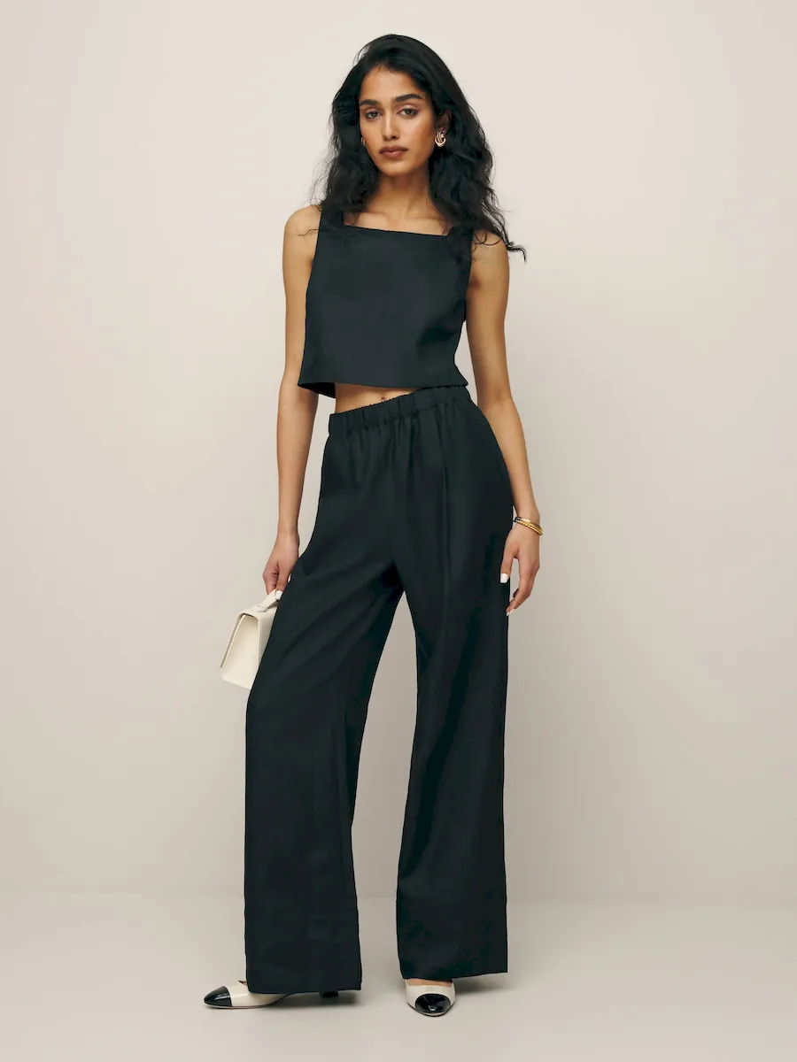 Petites Fernando Linen Wide Leg Pant