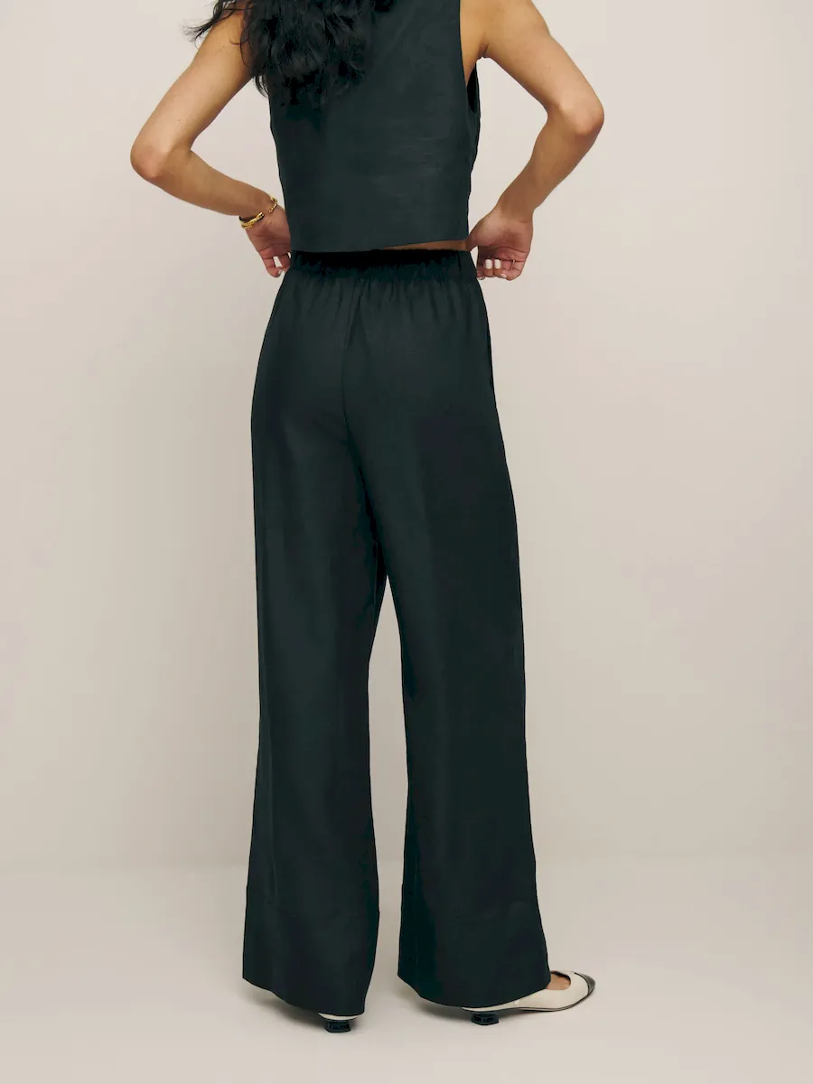 Petites Fernando Linen Wide Leg Pant - Image 3