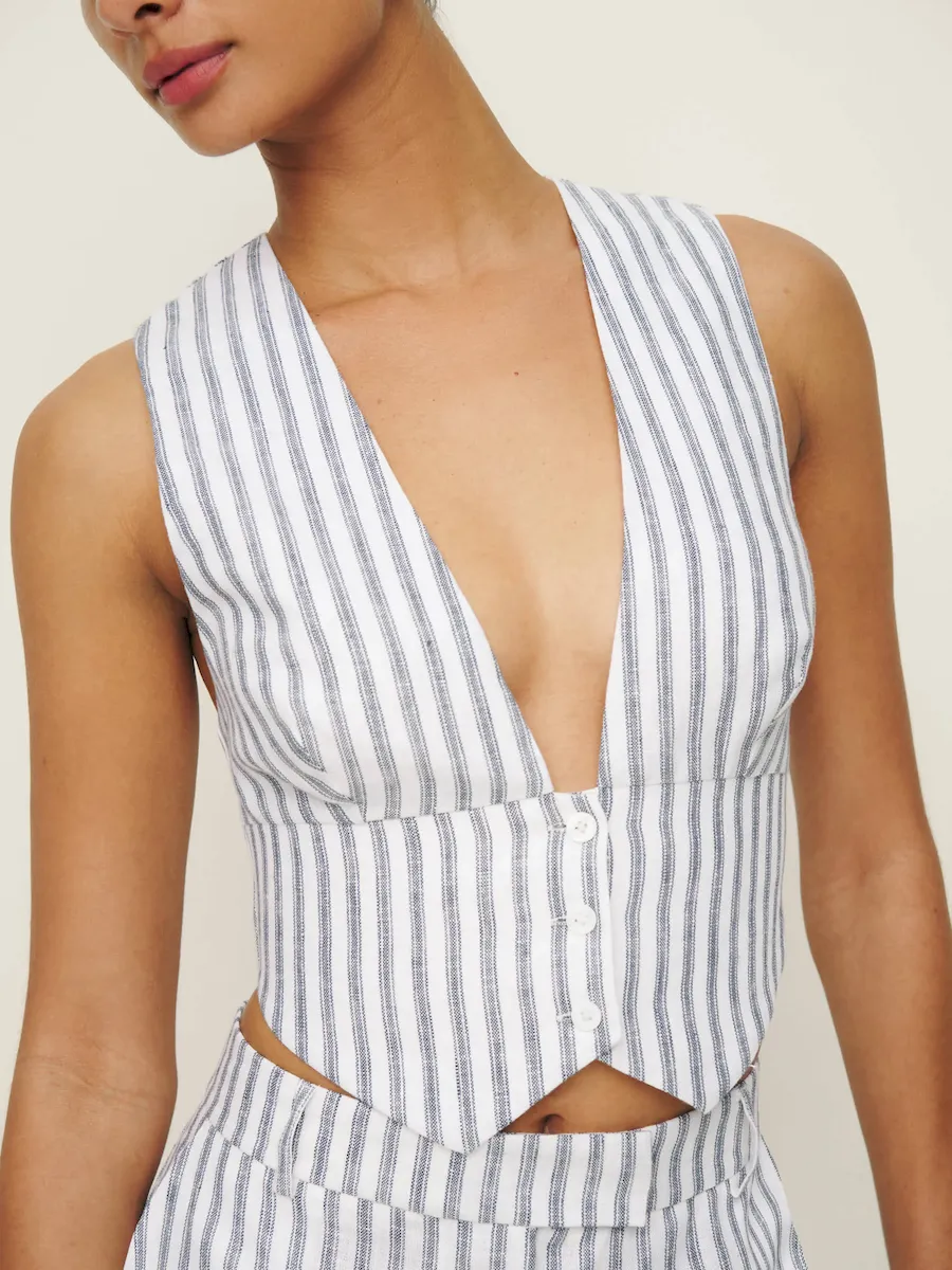 Sofia Cropped Linen Vest - Image 2