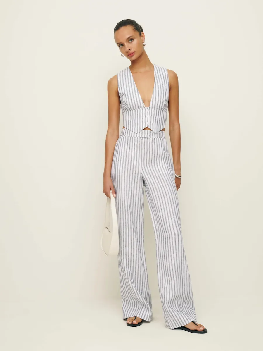 Sofia Cropped Linen Vest - Image 4