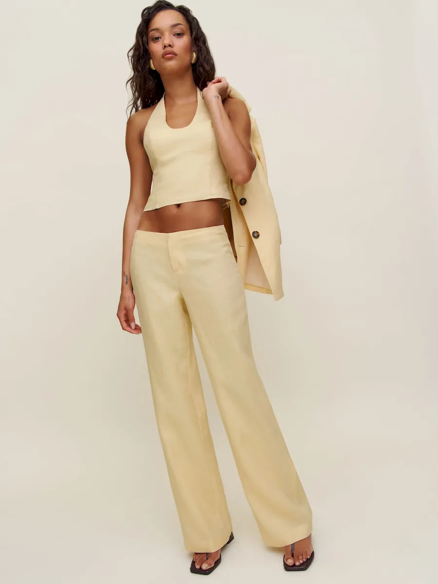 Vida Linen Low Rise Pant - Image 4