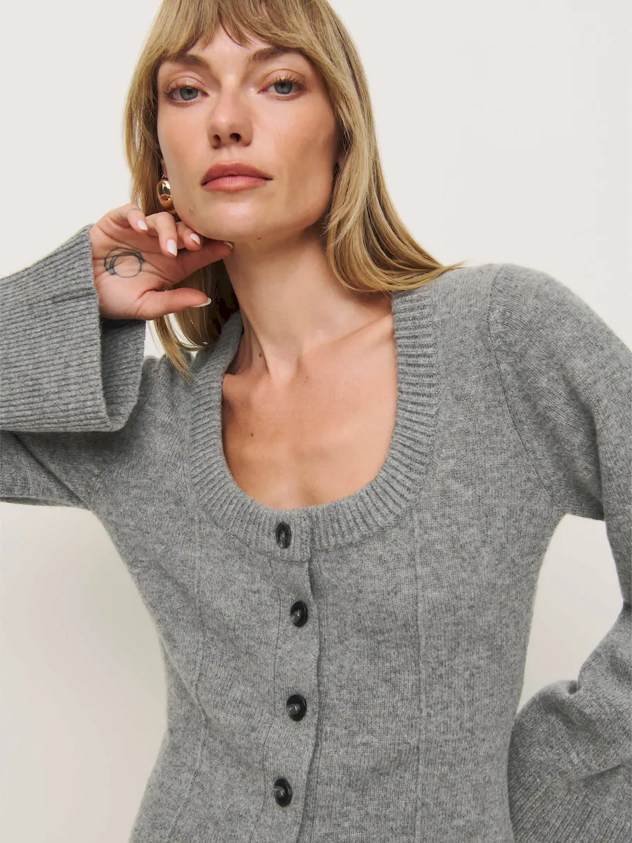 Karina Regenerative Wool Scoop Neck Cardigan - Image 2