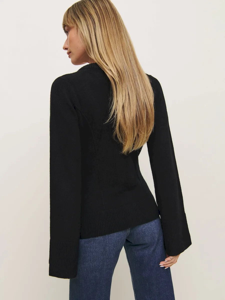 Karina Regenerative Wool Scoop Neck Cardigan - Image 3