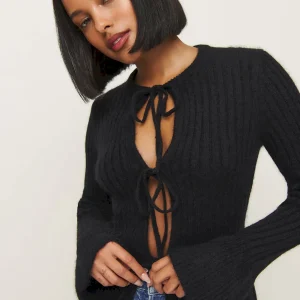 Rebecca Cashmere Alpaca Tie Front Cardigan