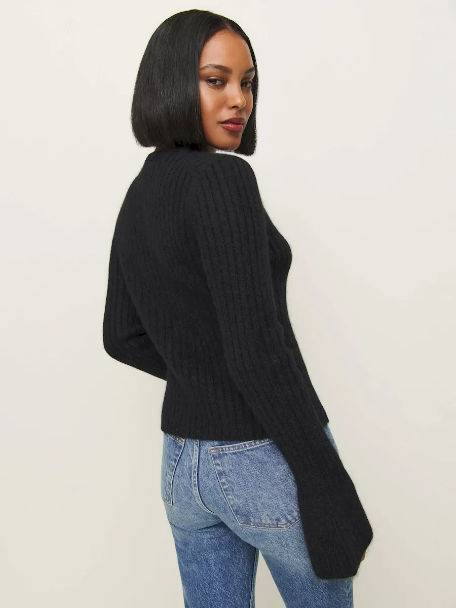 Rebecca Cashmere Alpaca Tie Front Cardigan - Image 3