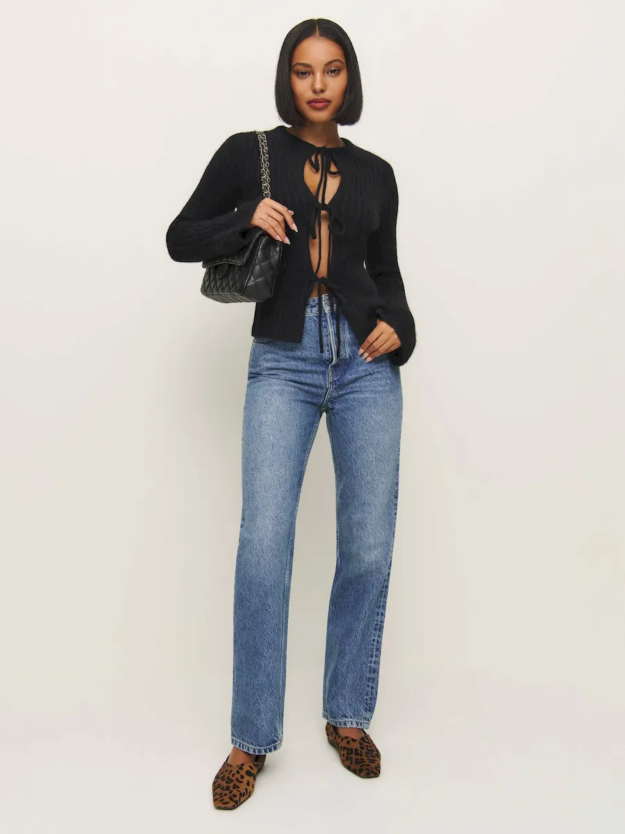 Rebecca Cashmere Alpaca Tie Front Cardigan - Image 4