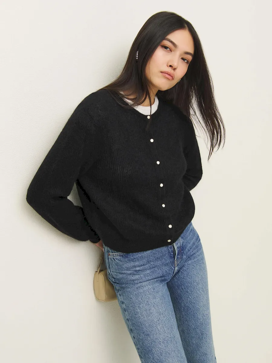 Cece Alpaca Ribbed Cardigan - Image 2