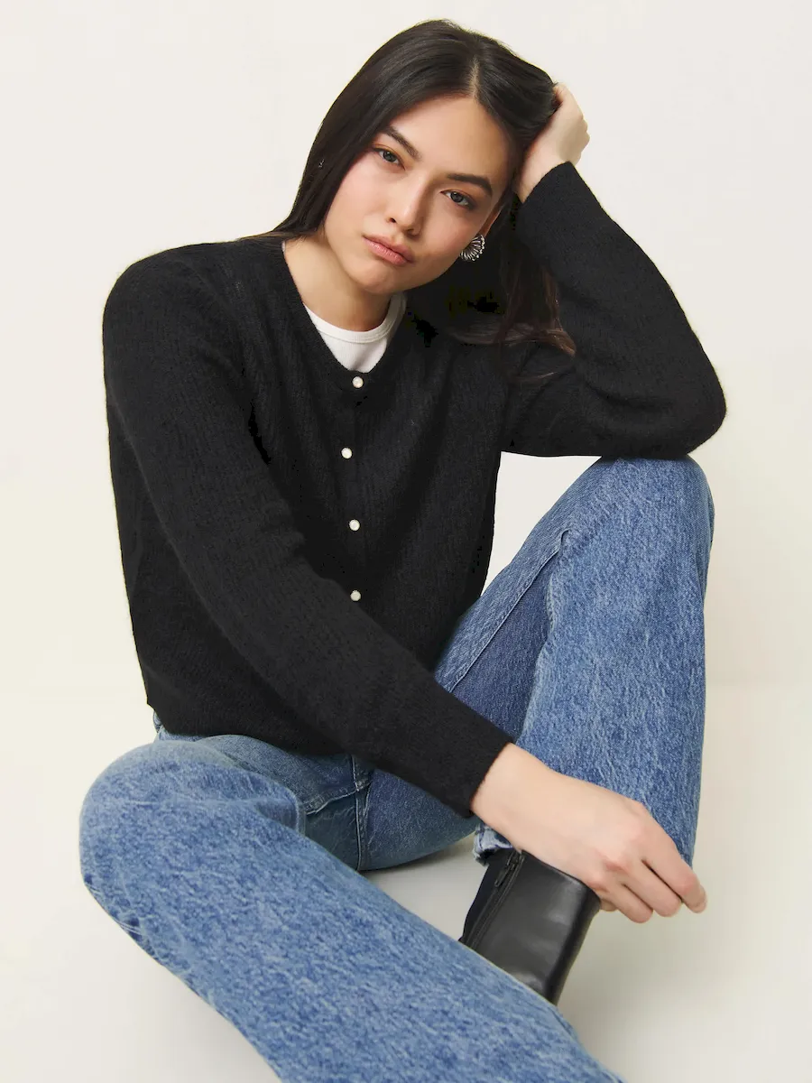 Cece Alpaca Ribbed Cardigan - Image 4