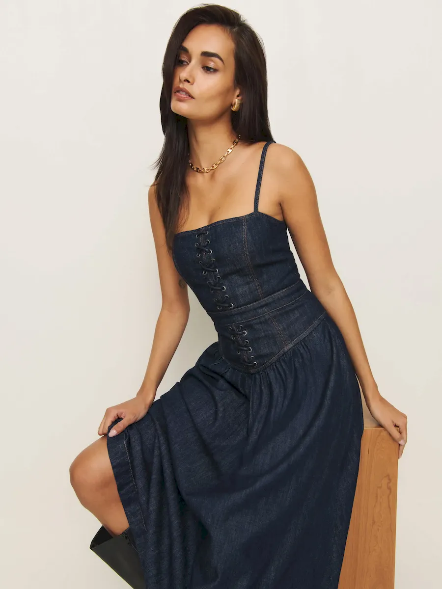 Florentina Denim Midi Dress - Image 2