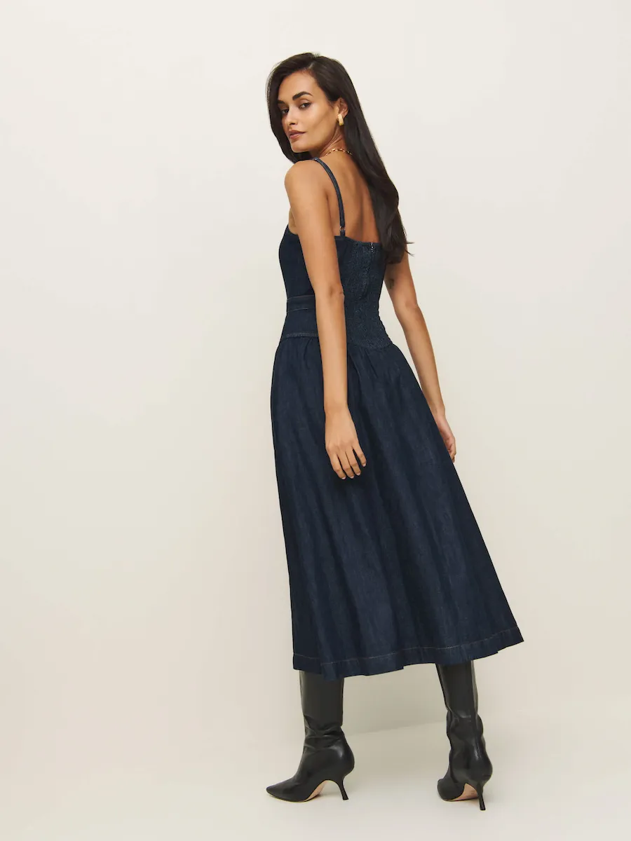 Florentina Denim Midi Dress - Image 3