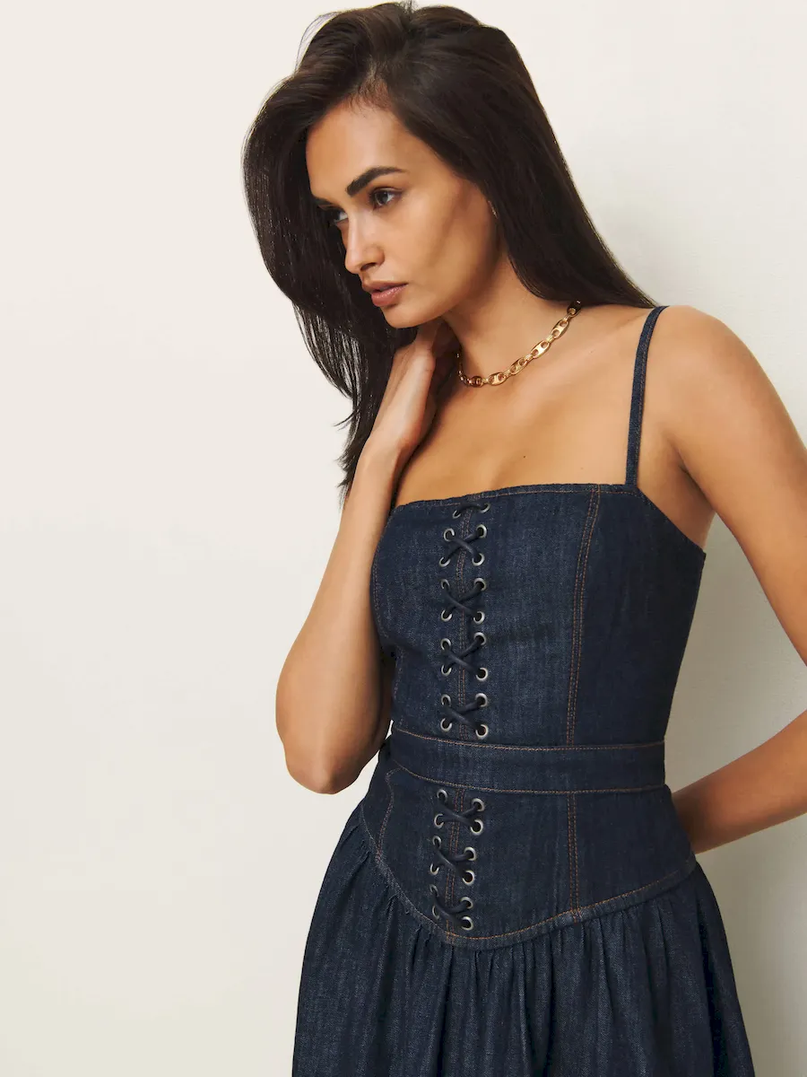 Florentina Denim Midi Dress - Image 4