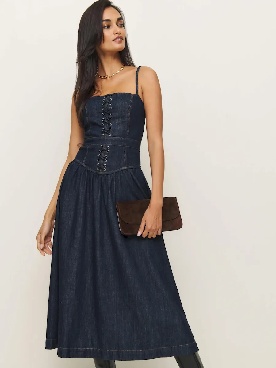Florentina Denim Midi Dress - Image 5