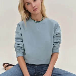 Grace Cropped Vintage Oversized Crewneck Sweatshirt