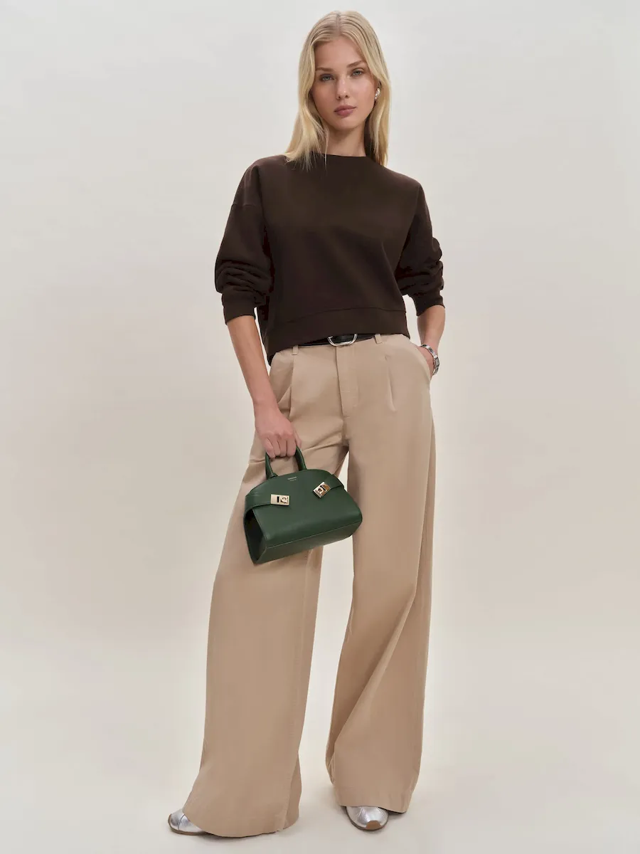 Grace Cropped Vintage Oversized Crewneck Sweatshirt - Image 2