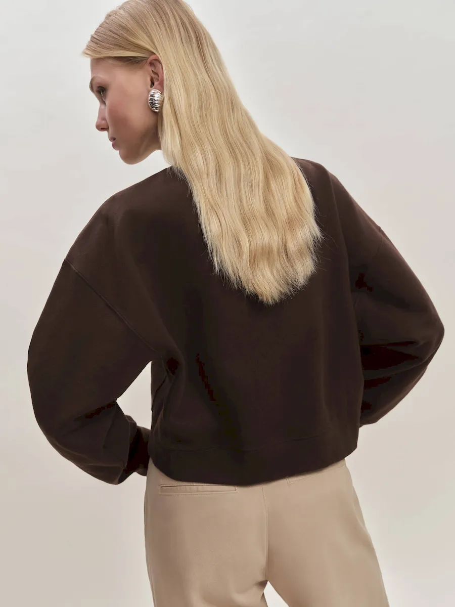 Grace Cropped Vintage Oversized Crewneck Sweatshirt - Image 3