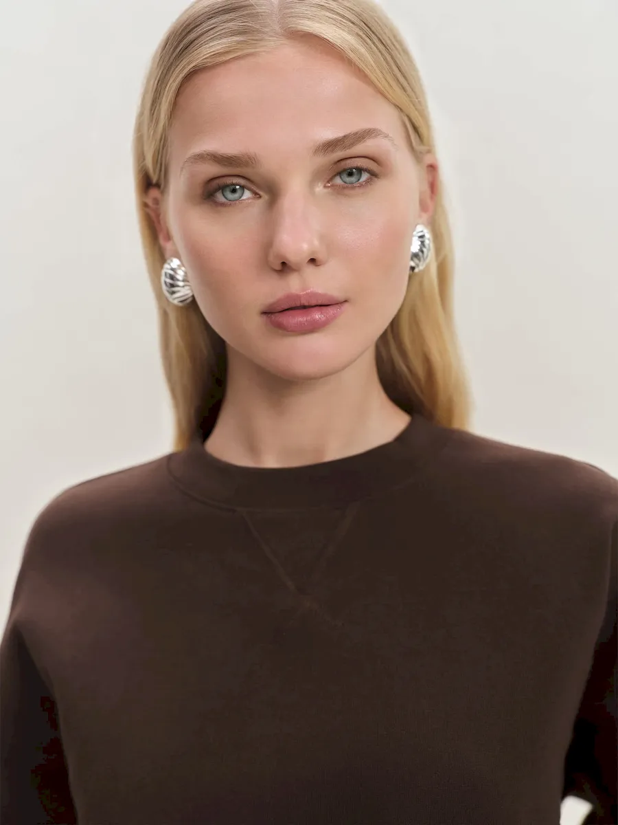 Grace Cropped Vintage Oversized Crewneck Sweatshirt - Image 5