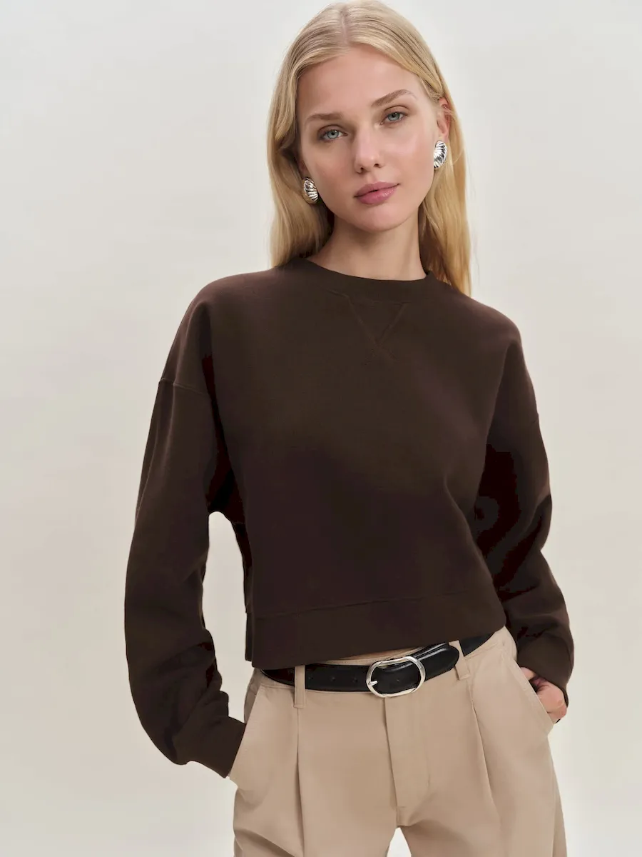 Grace Cropped Vintage Oversized Crewneck Sweatshirt - Image 6