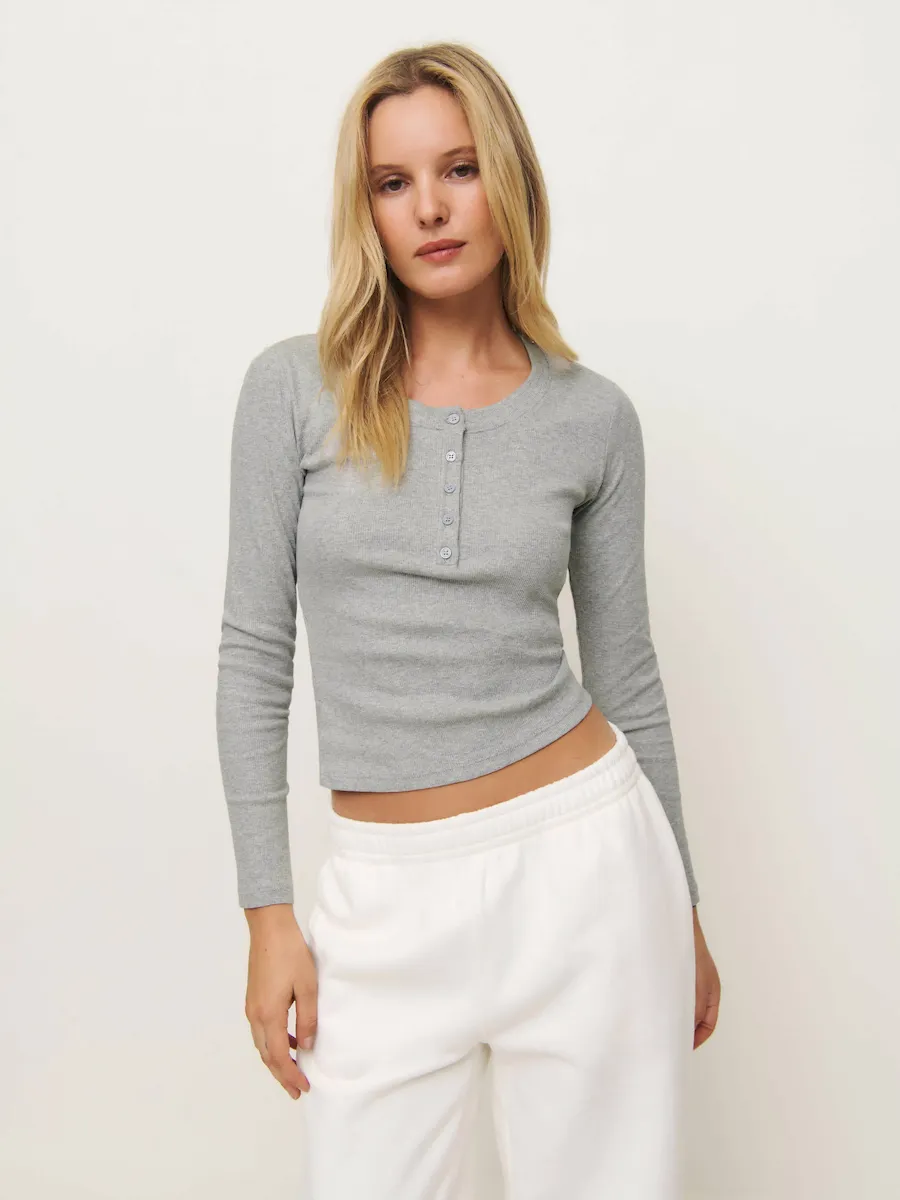 Jayden Long Sleeve Henley Tee - Image 2