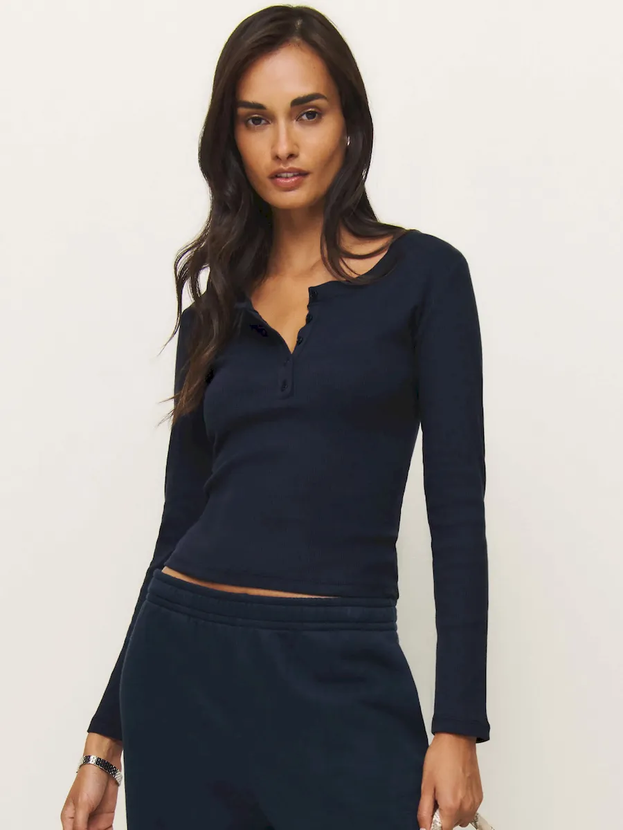 Jayden Long Sleeve Henley Tee - Image 4