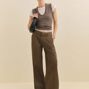 Malia Mid Rise Wide Leg Pleated Trouser Pants