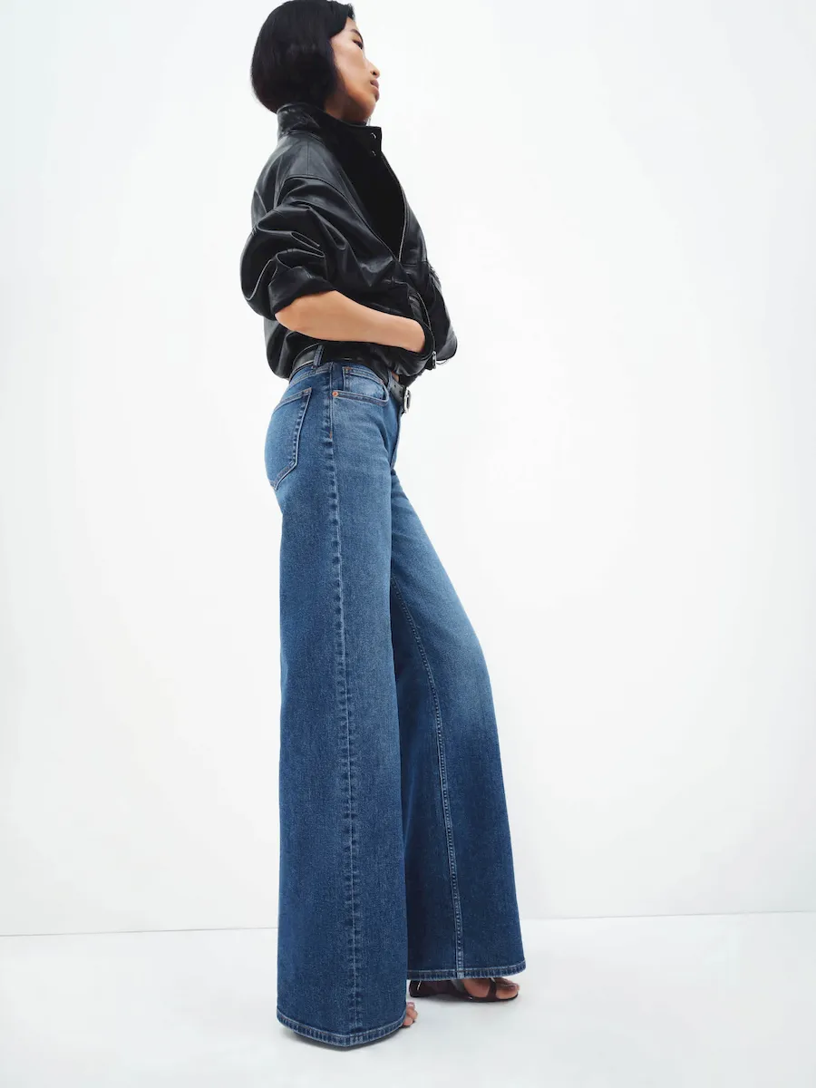 Greta Super Stretch Low Rise Wide Leg Jeans