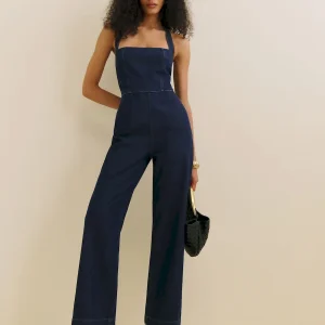 Danna Halter Denim Jumpsuit