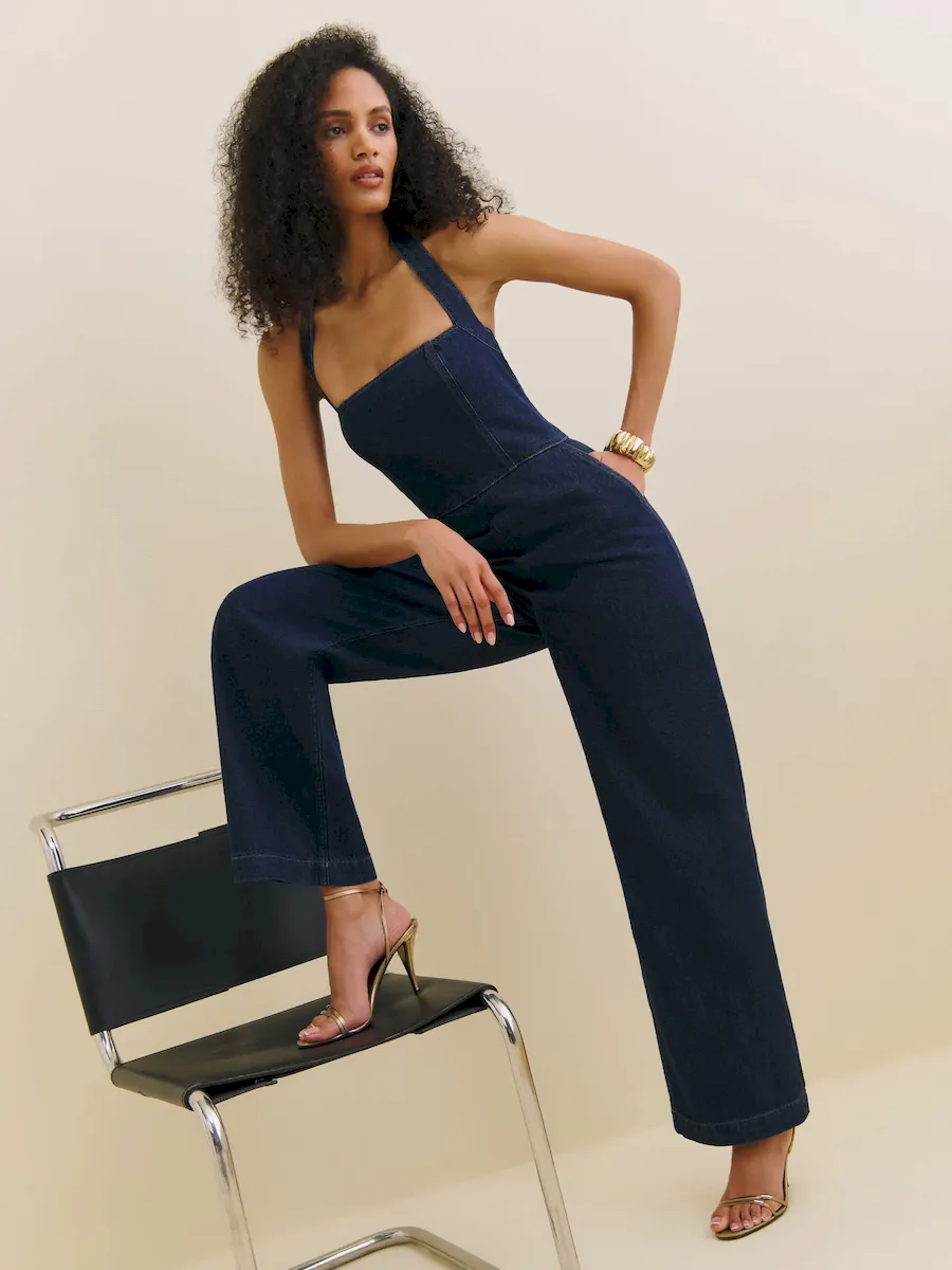 Danna Halter Denim Jumpsuit - Image 3