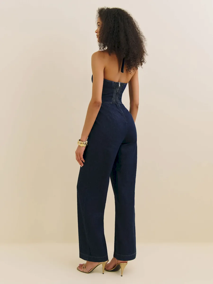 Danna Halter Denim Jumpsuit - Image 4