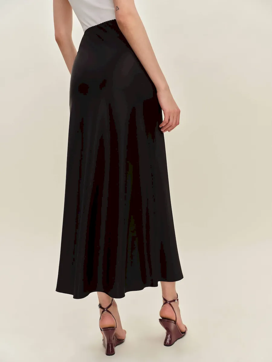 Petites Layla Satin Skirt With Slit - Image 3