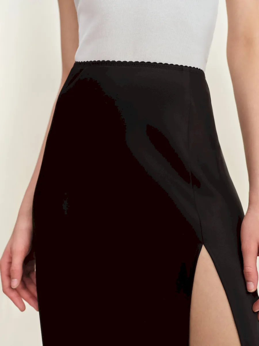 Petites Layla Satin Skirt With Slit - Image 4